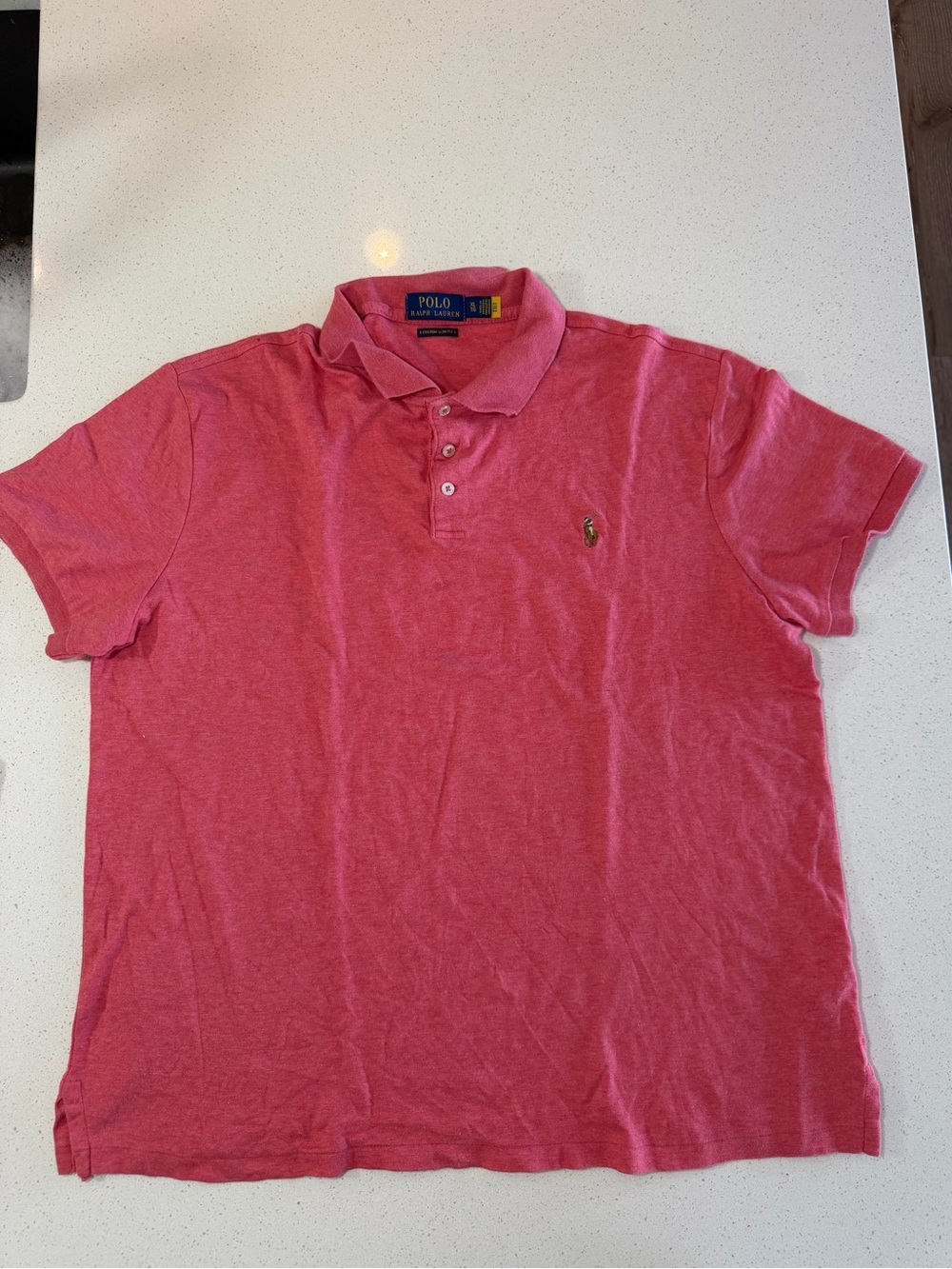 Ralph Lauren Men’s Heather Pink Polo Shirt with Embroidered Pony